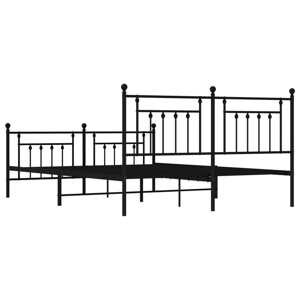 Bedframe met hoofd- en voeteneinde metaal zwart 183x213 cm is nu te koop bij PeponiXL, paradijselijk wonen!