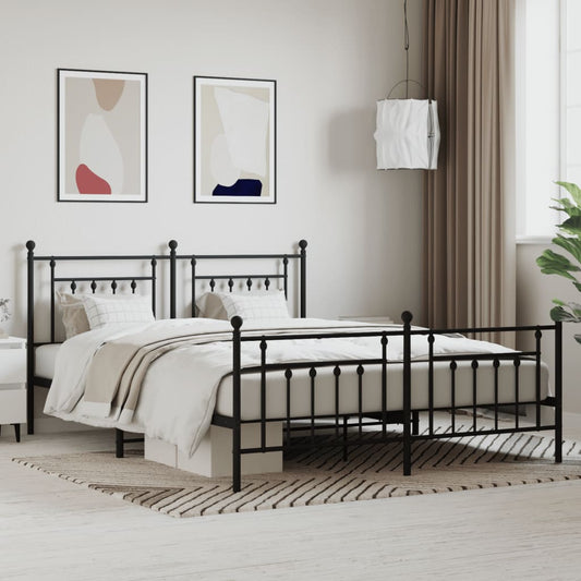 Bedframe met hoofd- en voeteneinde metaal zwart 183x213 cm is nu te koop bij PeponiXL, paradijselijk wonen!
