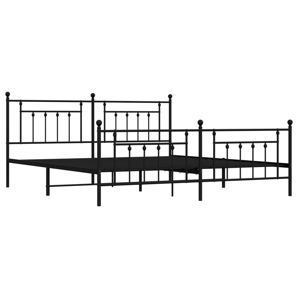 Bedframe met hoofd- en voeteneinde metaal zwart 193x203 cm is nu te koop bij PeponiXL, paradijselijk wonen!