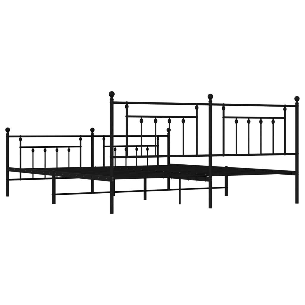 Bedframe met hoofd- en voeteneinde metaal zwart 193x203 cm is nu te koop bij PeponiXL, paradijselijk wonen!