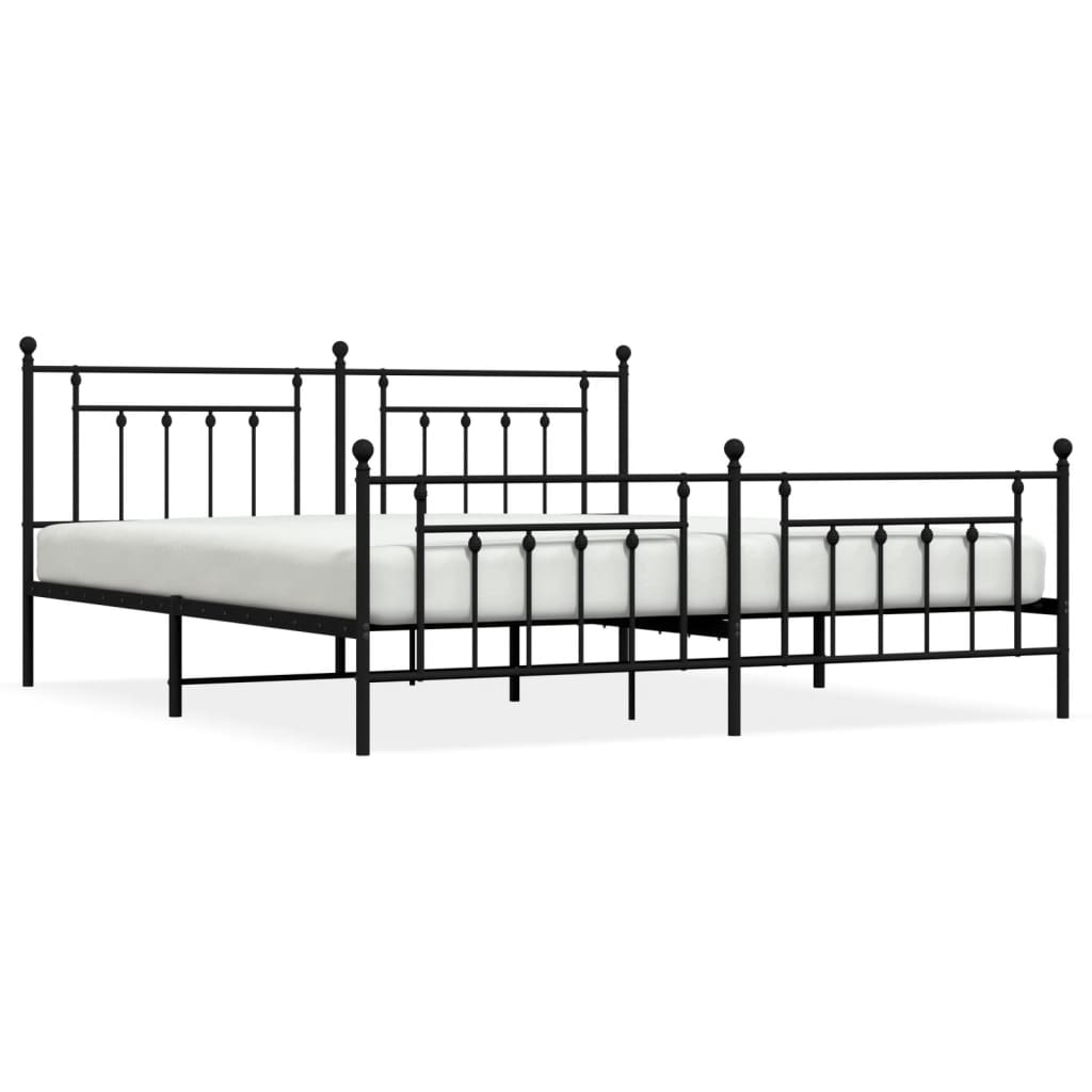 Bedframe met hoofd- en voeteneinde metaal zwart 200x200 cm is nu te koop bij PeponiXL, paradijselijk wonen!