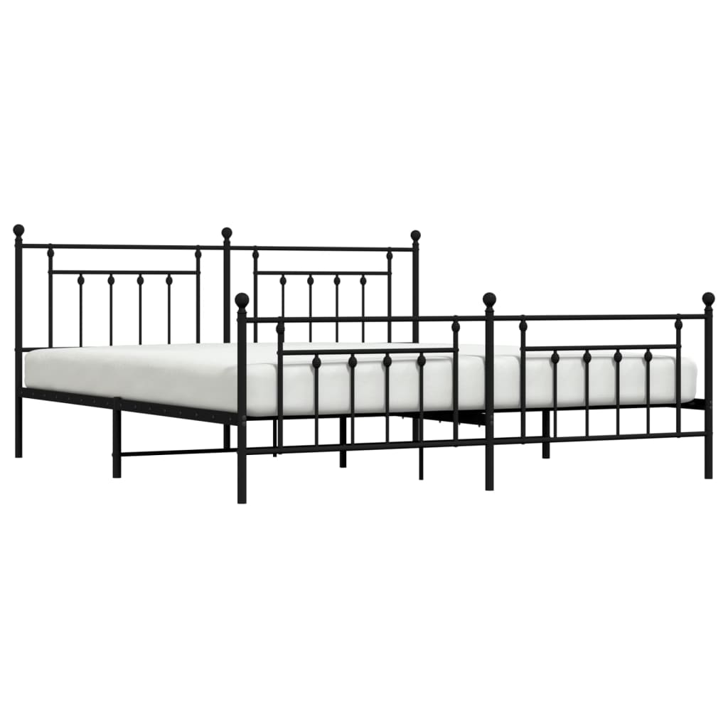 Bedframe met hoofd- en voeteneinde metaal zwart 200x200 cm is nu te koop bij PeponiXL, paradijselijk wonen!