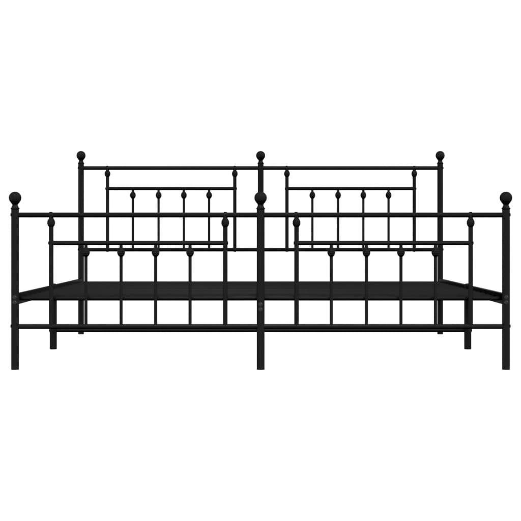 Bedframe met hoofd- en voeteneinde metaal zwart 200x200 cm is nu te koop bij PeponiXL, paradijselijk wonen!