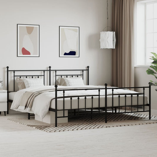 Bedframe met hoofd- en voeteneinde metaal zwart 200x200 cm is nu te koop bij PeponiXL, paradijselijk wonen!