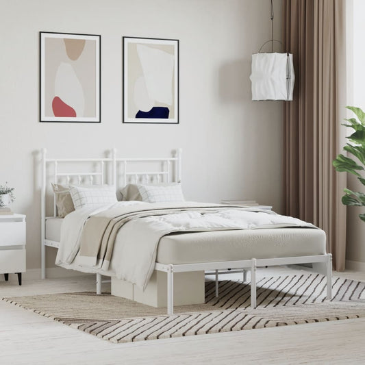 Bedframe met hoofdbord metaal wit 120x190 cm is nu te koop bij PeponiXL, paradijselijk wonen!
