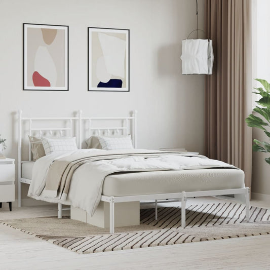 Bedframe met hoofdbord metaal wit 140x190 cm is nu te koop bij PeponiXL, paradijselijk wonen!