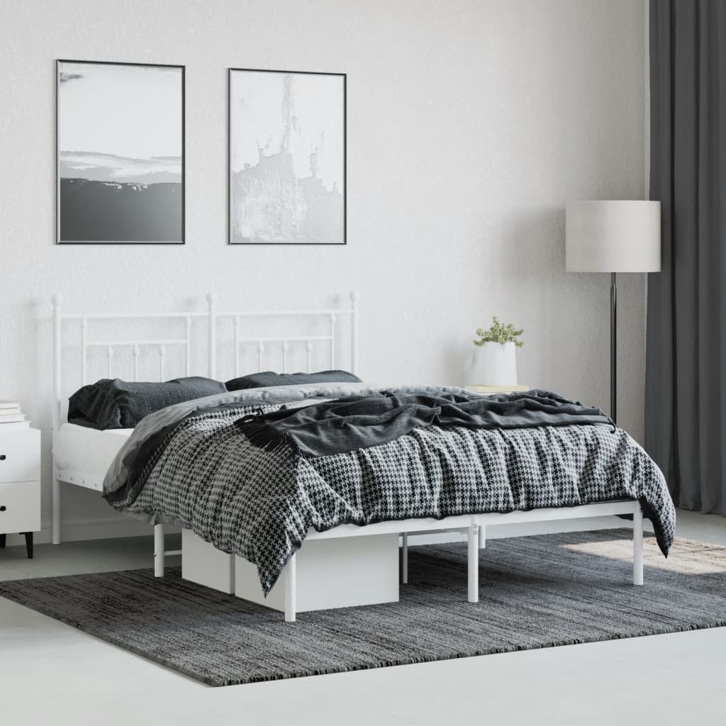 Bedframe met hoofdbord metaal wit 140x200 cm is nu te koop bij PeponiXL, paradijselijk wonen!