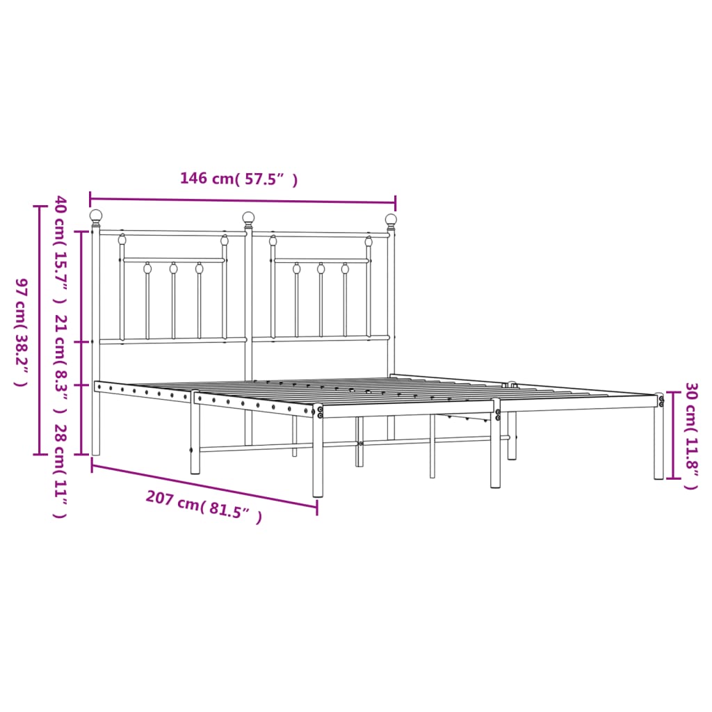 Bedframe met hoofdbord metaal wit 140x200 cm is nu te koop bij PeponiXL, paradijselijk wonen!