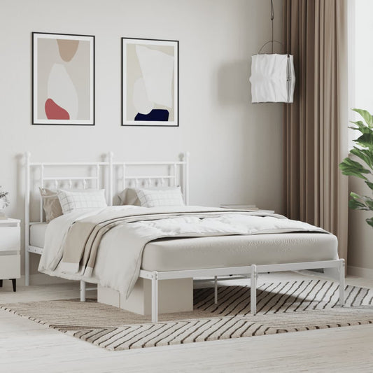 Bedframe met hoofdbord metaal wit 140x200 cm is nu te koop bij PeponiXL, paradijselijk wonen!