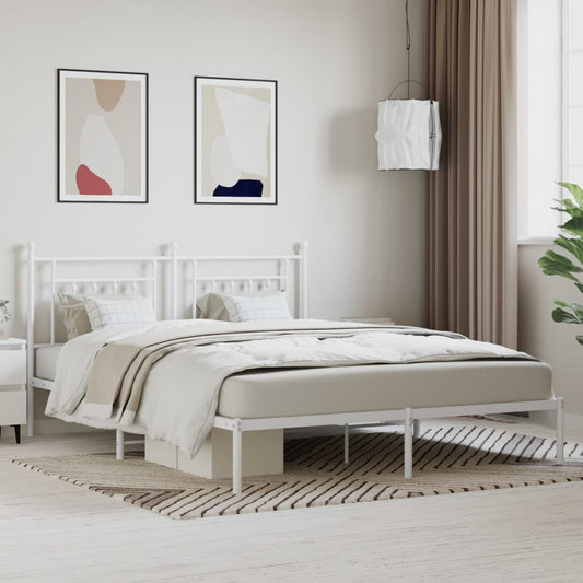 Bedframe met hoofdbord metaal wit 180x200 cm is nu te koop bij PeponiXL, paradijselijk wonen!