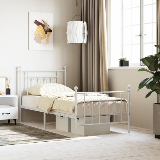 Bedframe met hoofd- en voeteneinde metaal wit 90x190 cm is nu te koop bij PeponiXL, paradijselijk wonen!