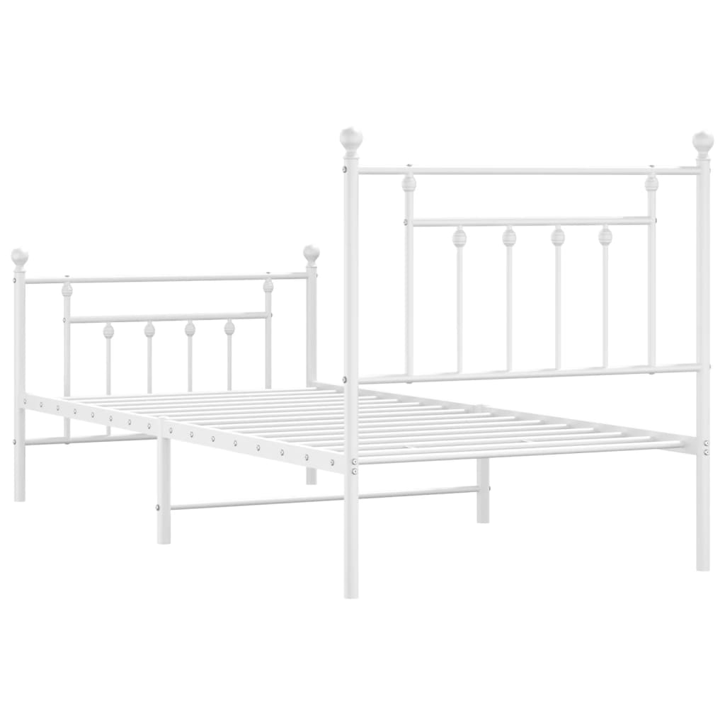 Bedframe met hoofd- en voeteneinde metaal wit 90x200 cm is nu te koop bij PeponiXL, paradijselijk wonen!