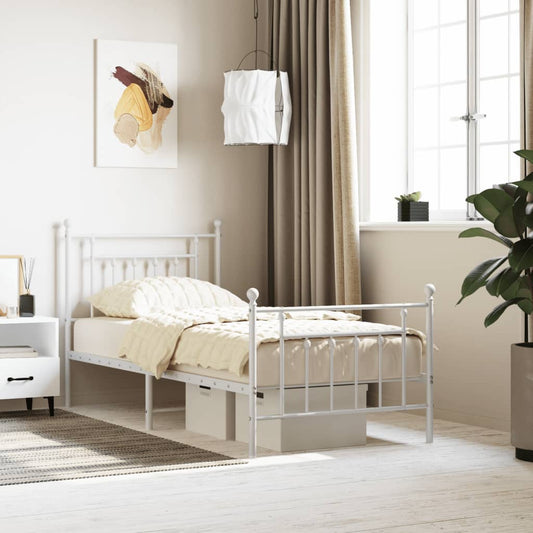 Bedframe met hoofd- en voeteneinde metaal wit 90x200 cm is nu te koop bij PeponiXL, paradijselijk wonen!