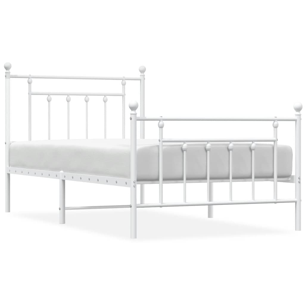 Bedframe met hoofd- en voeteneinde metaal wit 100x190 cm is nu te koop bij PeponiXL, paradijselijk wonen!