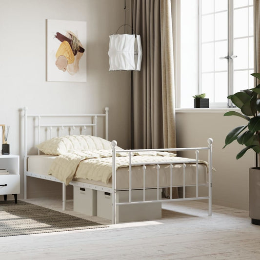 Bedframe met hoofd- en voeteneinde metaal wit 100x190 cm is nu te koop bij PeponiXL, paradijselijk wonen!