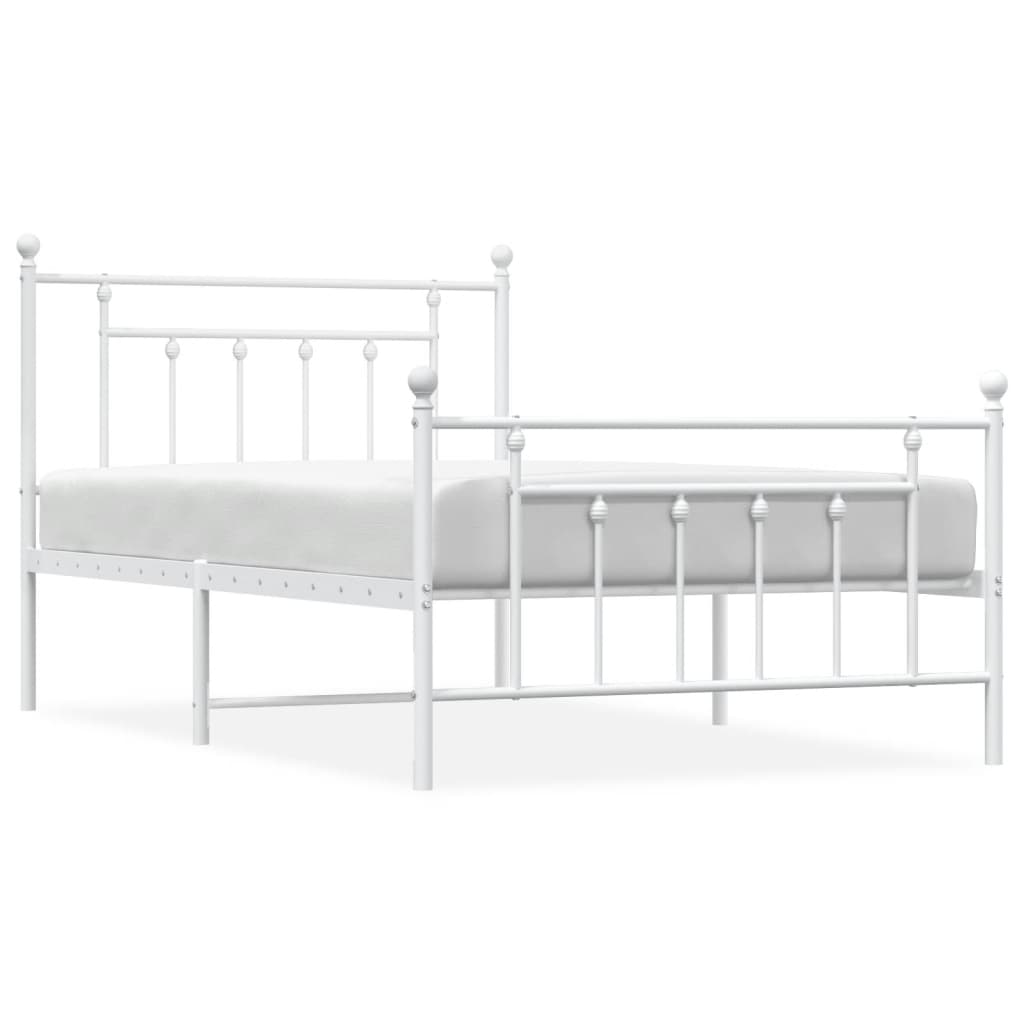 Bedframe met hoofd- en voeteneinde metaal wit 107x203 cm is nu te koop bij PeponiXL, paradijselijk wonen!