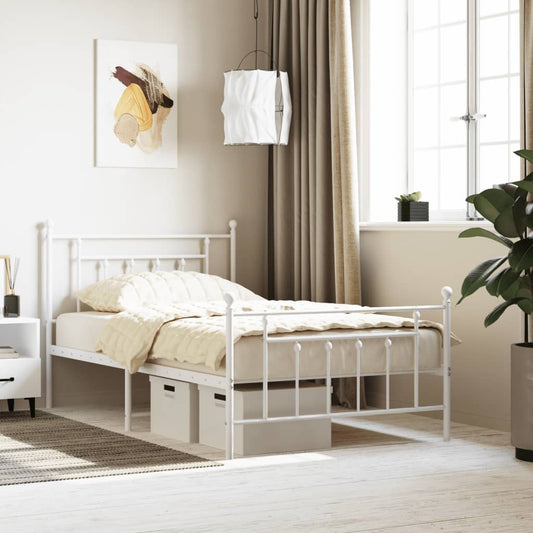 Bedframe met hoofd- en voeteneinde metaal wit 107x203 cm is nu te koop bij PeponiXL, paradijselijk wonen!