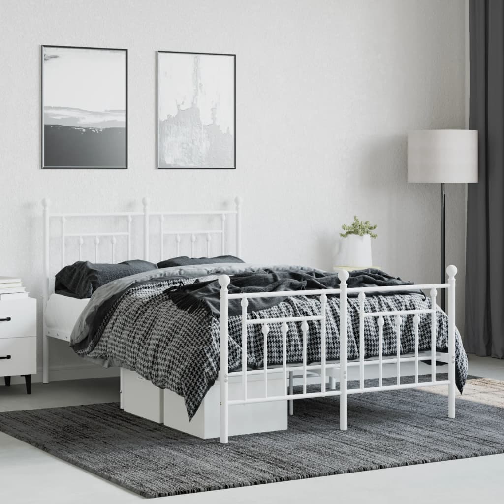 Bedframe met hoofd- en voeteneinde metaal wit 120x200 cm is nu te koop bij PeponiXL, paradijselijk wonen!