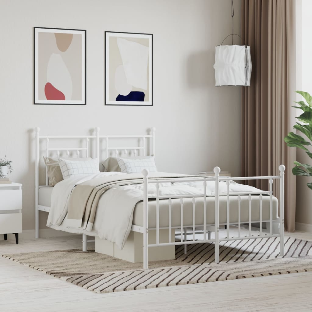 Bedframe met hoofd- en voeteneinde metaal wit 120x200 cm is nu te koop bij PeponiXL, paradijselijk wonen!
