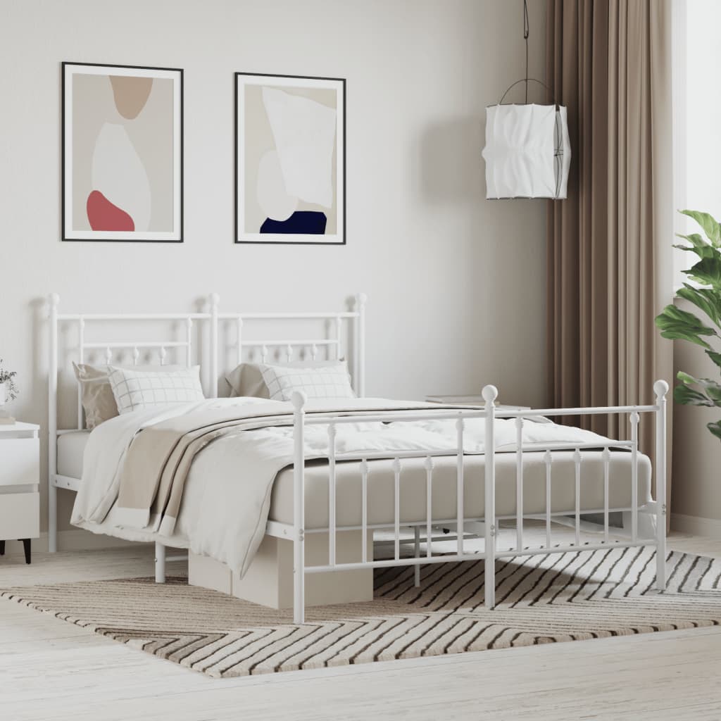 Bedframe met hoofd- en voeteneinde metaal wit 140x200 cm is nu te koop bij PeponiXL, paradijselijk wonen!