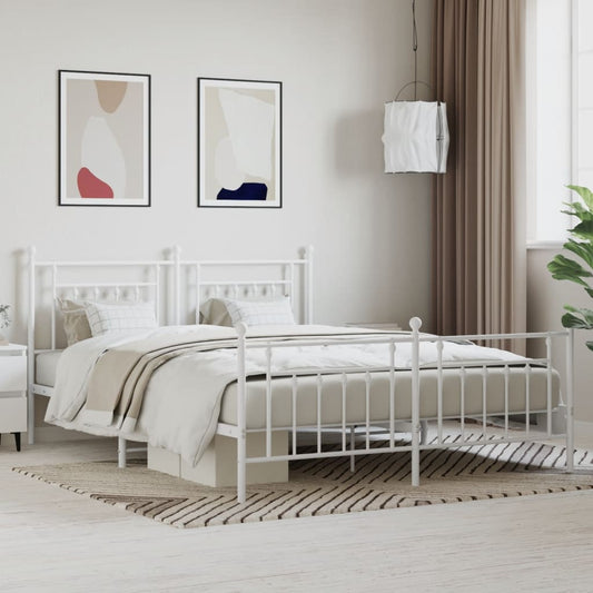 Bedframe met hoofd- en voeteneinde metaal wit 183x213 cm is nu te koop bij PeponiXL, paradijselijk wonen!