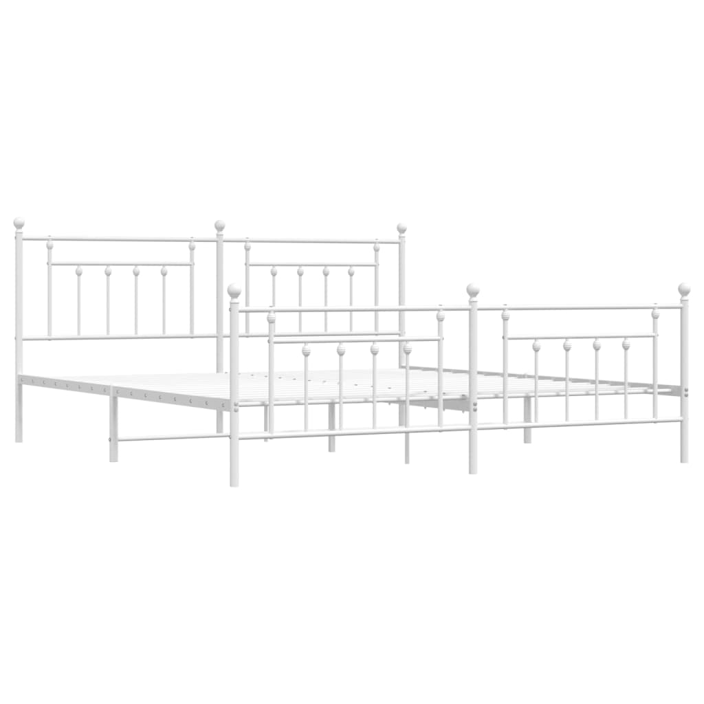 Bedframe met hoofd- en voeteneinde metaal wit 193x203 cm is nu te koop bij PeponiXL, paradijselijk wonen!