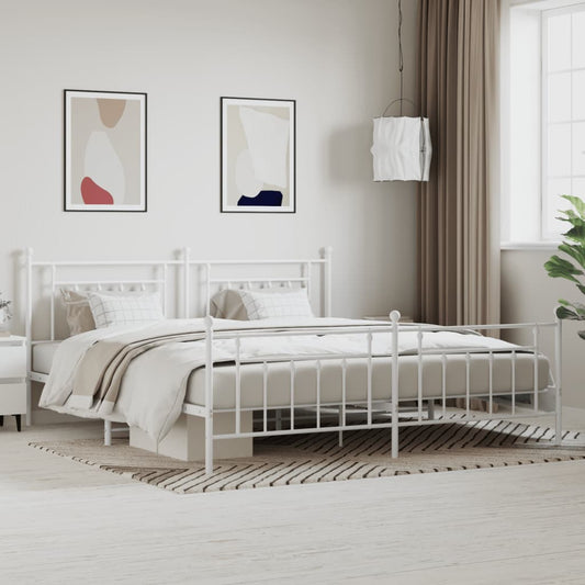 Bedframe met hoofd- en voeteneinde metaal wit 193x203 cm is nu te koop bij PeponiXL, paradijselijk wonen!