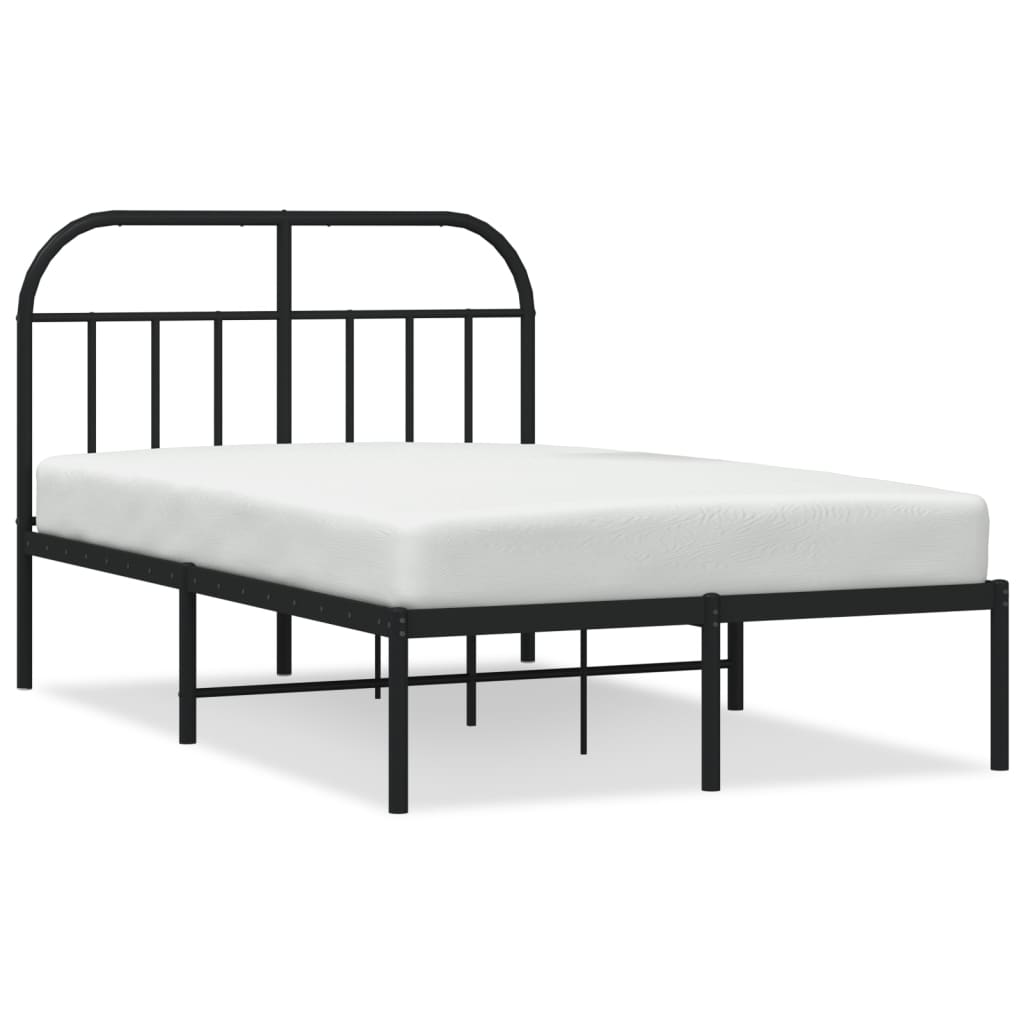Bedframe met hoofdbord metaal zwart 120x190 cm is nu te koop bij PeponiXL, paradijselijk wonen!