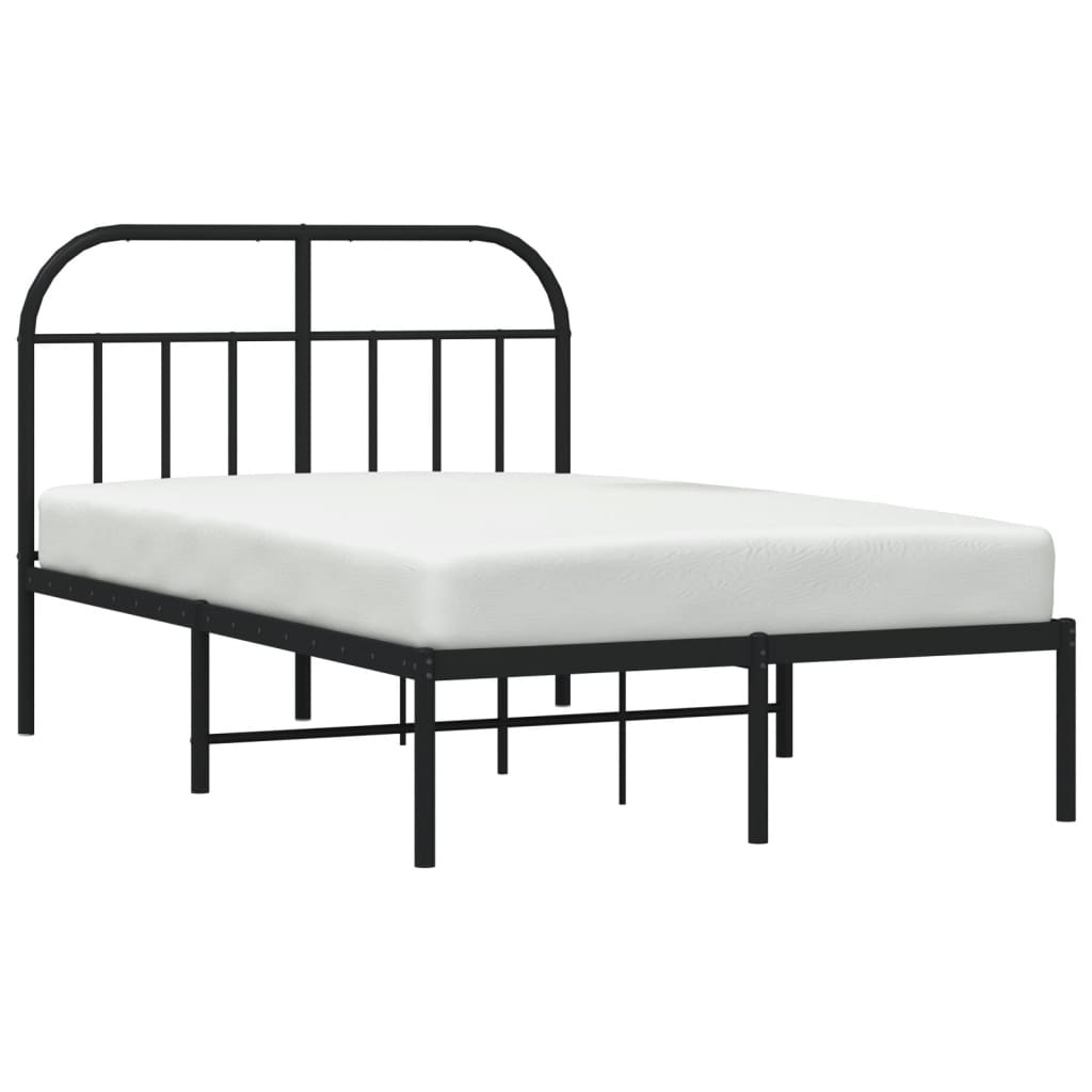 Bedframe met hoofdbord metaal zwart 120x190 cm is nu te koop bij PeponiXL, paradijselijk wonen!