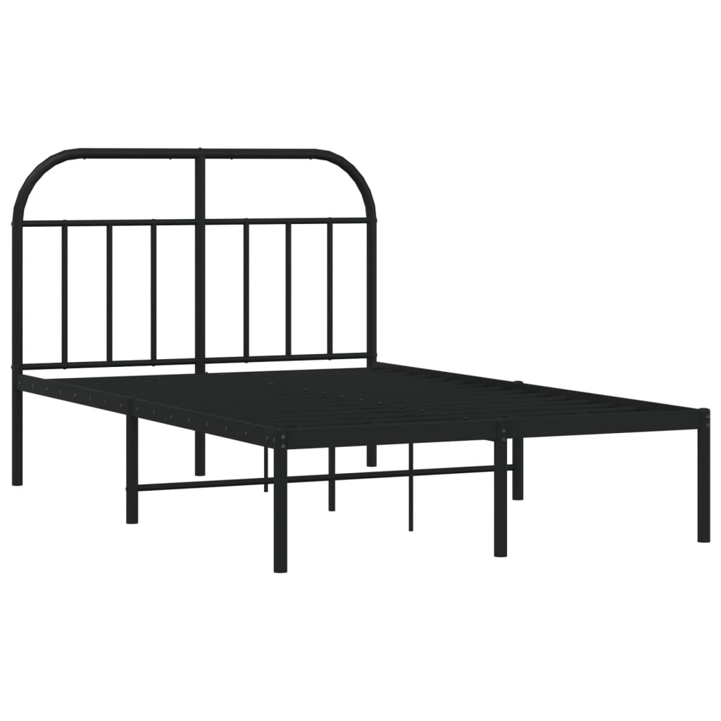 Bedframe met hoofdbord metaal zwart 120x190 cm is nu te koop bij PeponiXL, paradijselijk wonen!