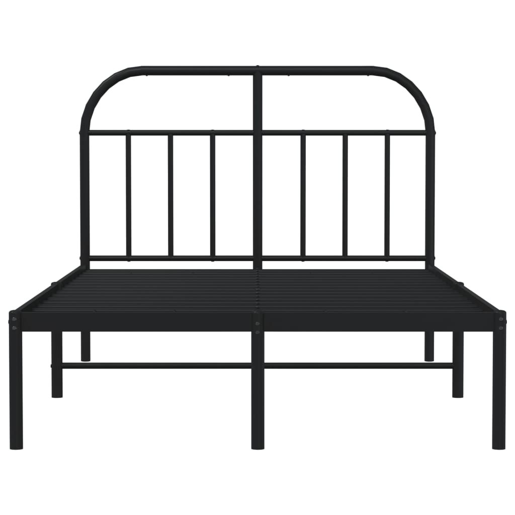 Bedframe met hoofdbord metaal zwart 120x190 cm is nu te koop bij PeponiXL, paradijselijk wonen!