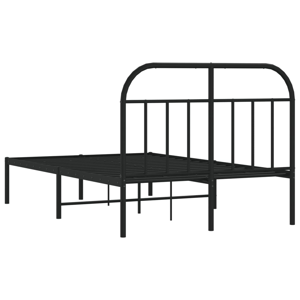 Bedframe met hoofdbord metaal zwart 120x190 cm is nu te koop bij PeponiXL, paradijselijk wonen!