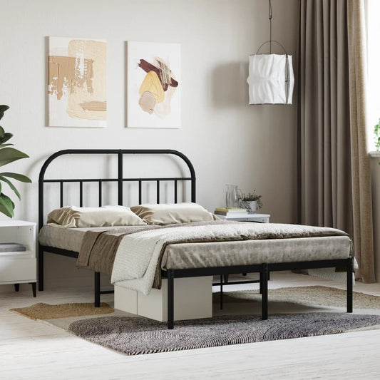Bedframe met hoofdbord metaal zwart 120x190 cm is nu te koop bij PeponiXL, paradijselijk wonen!