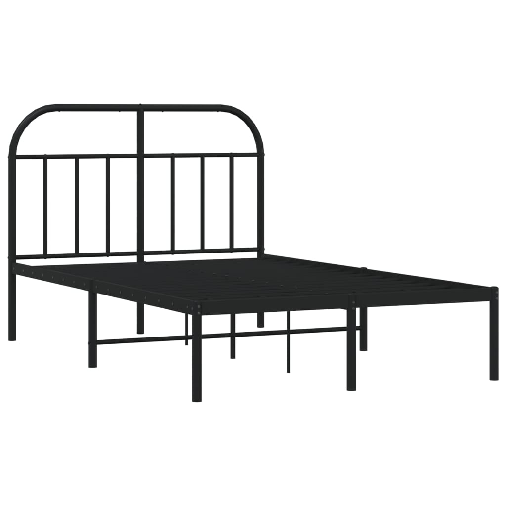 Bedframe met hoofdbord metaal zwart 120x200 cm is nu te koop bij PeponiXL, paradijselijk wonen!