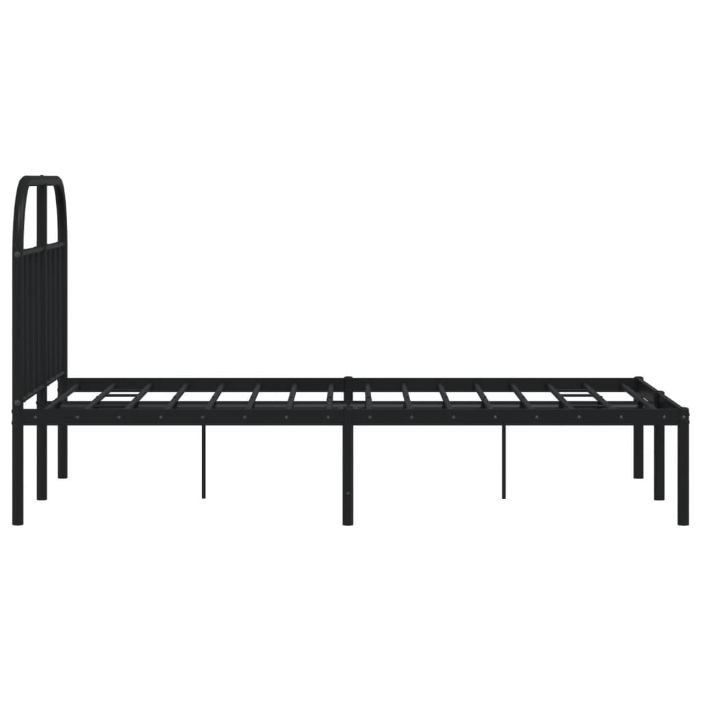 Bedframe met hoofdbord metaal zwart 120x200 cm is nu te koop bij PeponiXL, paradijselijk wonen!