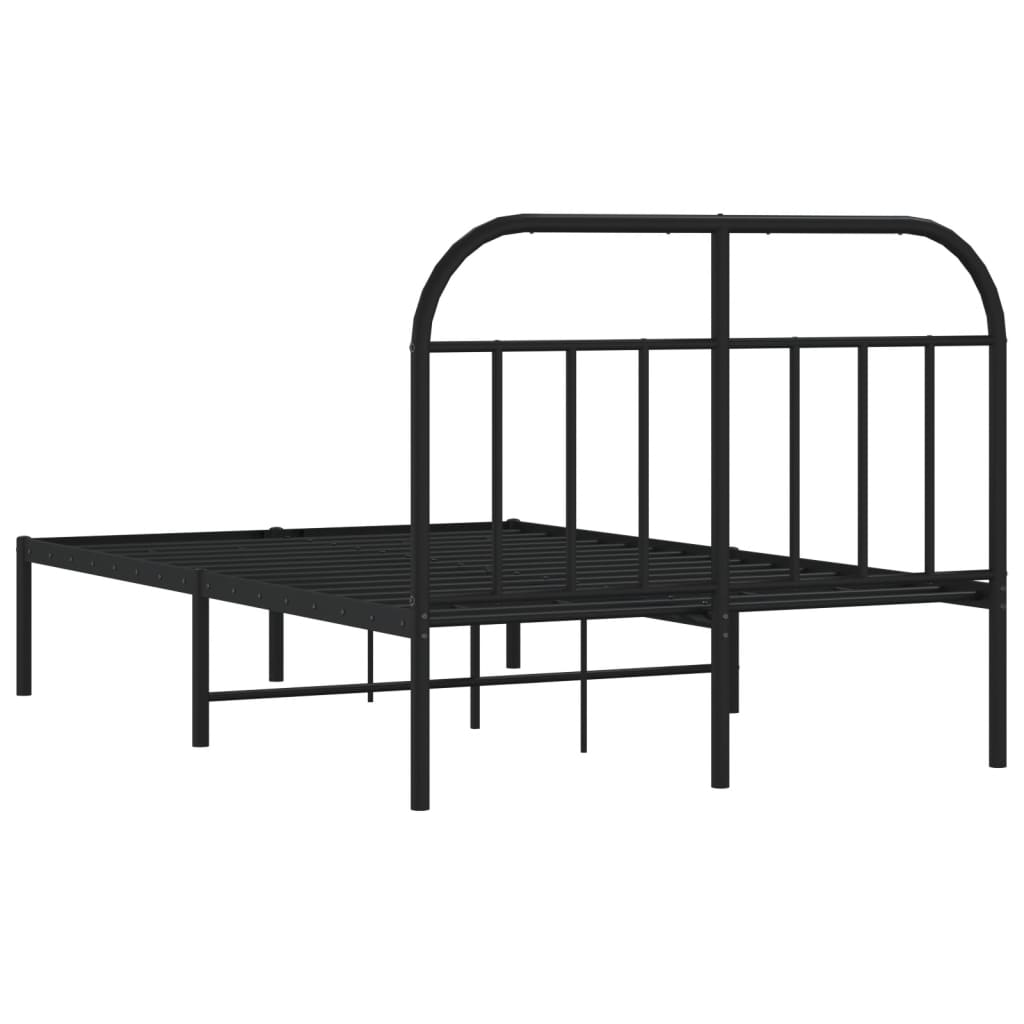 Bedframe met hoofdbord metaal zwart 120x200 cm is nu te koop bij PeponiXL, paradijselijk wonen!