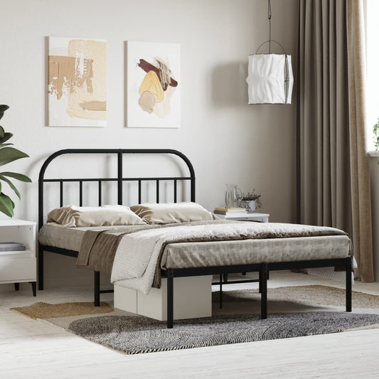 Bedframe met hoofdbord metaal zwart 120x200 cm is nu te koop bij PeponiXL, paradijselijk wonen!