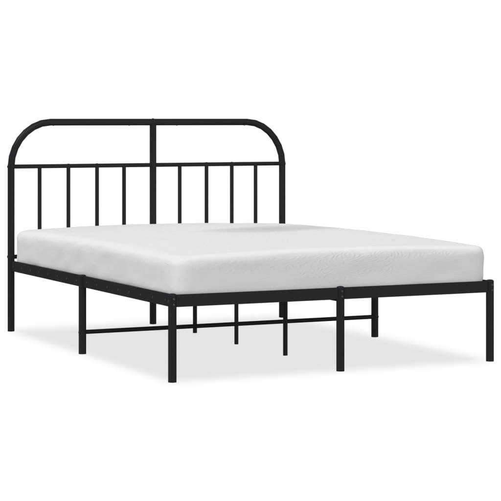 Bedframe met hoofdbord metaal zwart 140x200 cm is nu te koop bij PeponiXL, paradijselijk wonen!