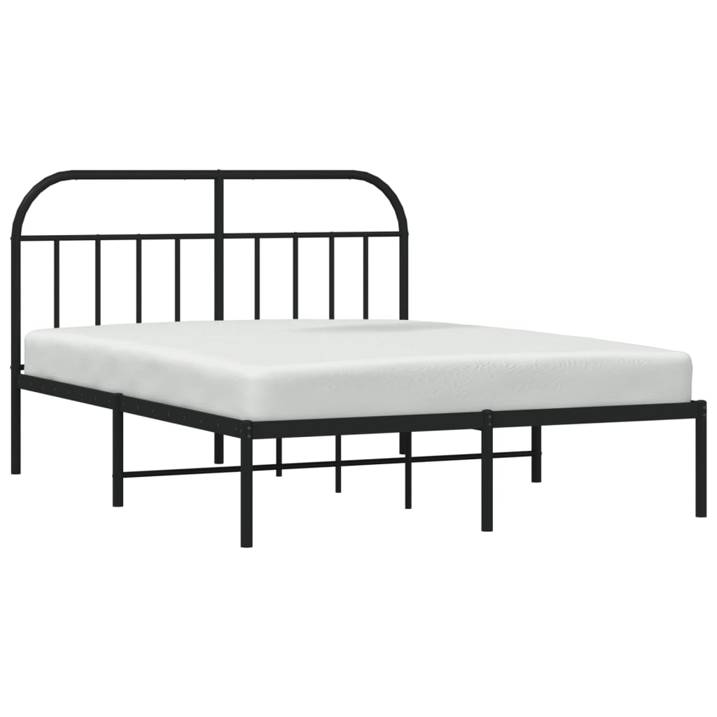 Bedframe met hoofdbord metaal zwart 140x200 cm is nu te koop bij PeponiXL, paradijselijk wonen!