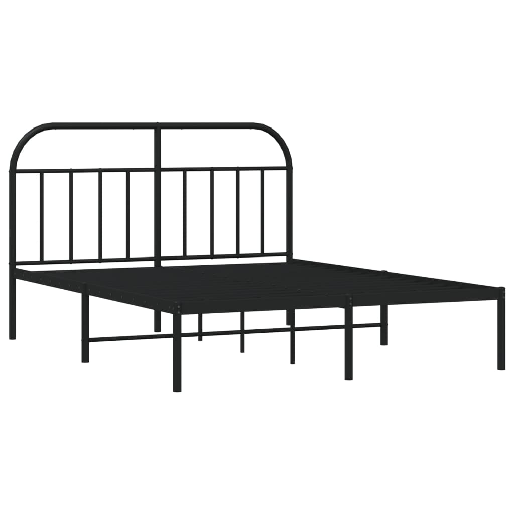 Bedframe met hoofdbord metaal zwart 140x200 cm is nu te koop bij PeponiXL, paradijselijk wonen!