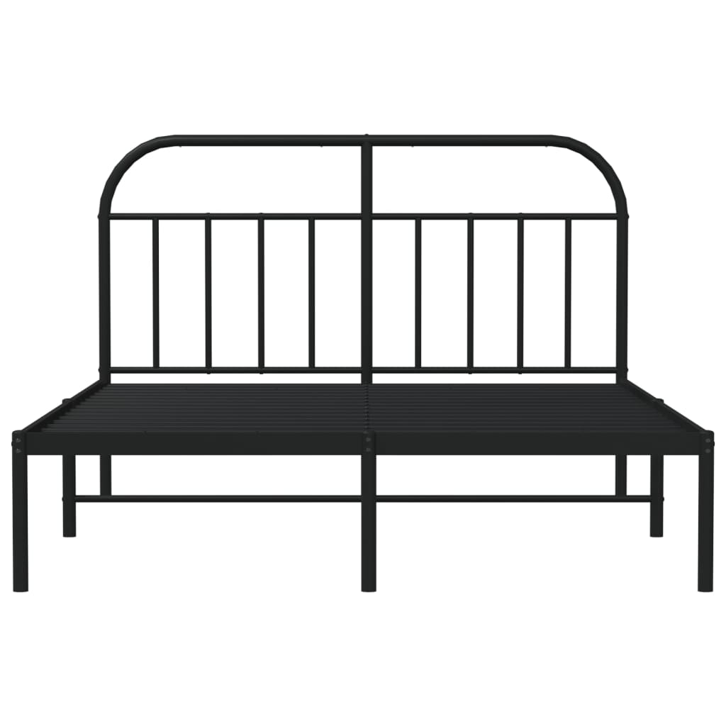 Bedframe met hoofdbord metaal zwart 140x200 cm is nu te koop bij PeponiXL, paradijselijk wonen!