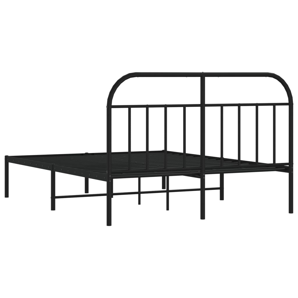 Bedframe met hoofdbord metaal zwart 140x200 cm is nu te koop bij PeponiXL, paradijselijk wonen!