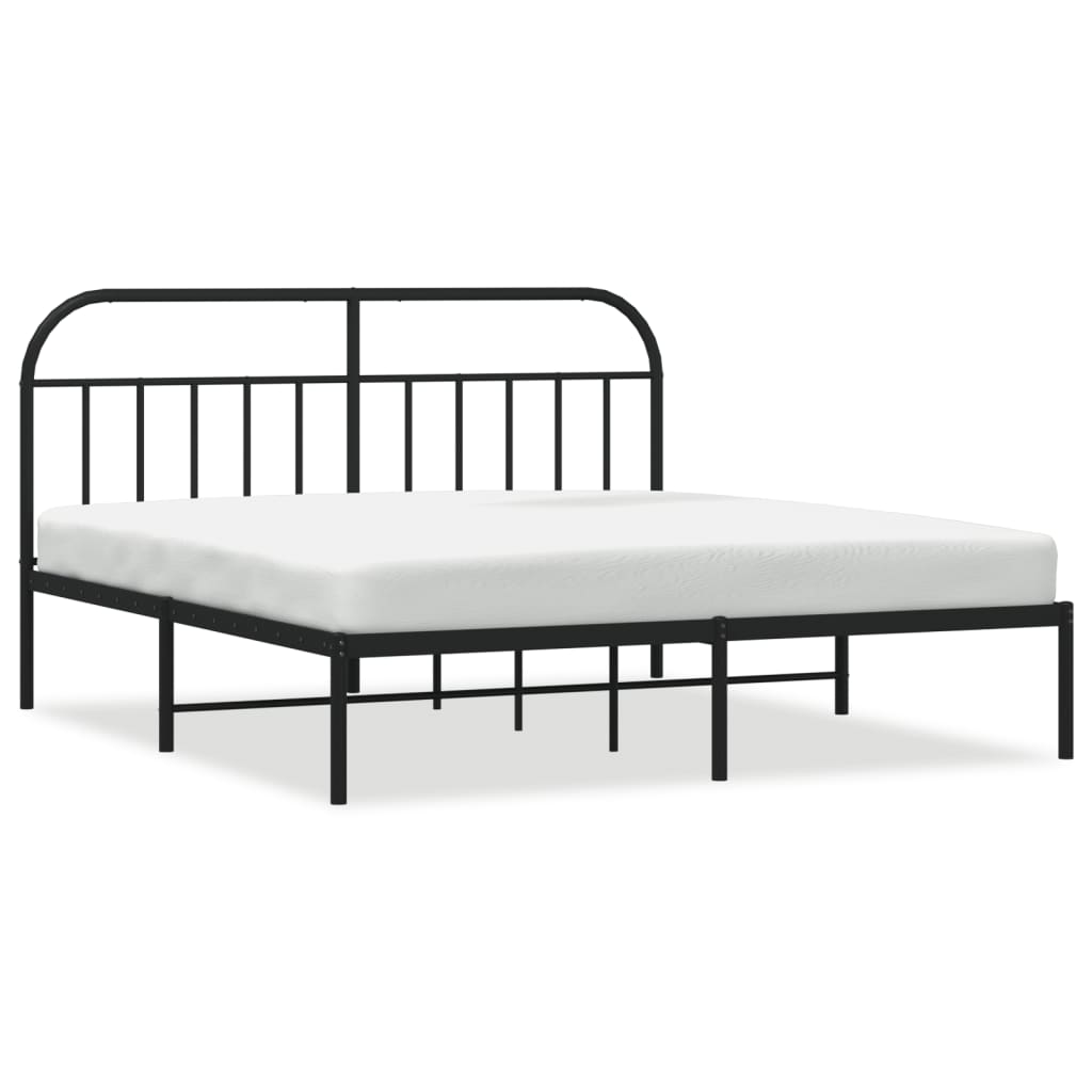 Bedframe met hoofdbord metaal zwart 183x213 cm is nu te koop bij PeponiXL, paradijselijk wonen!