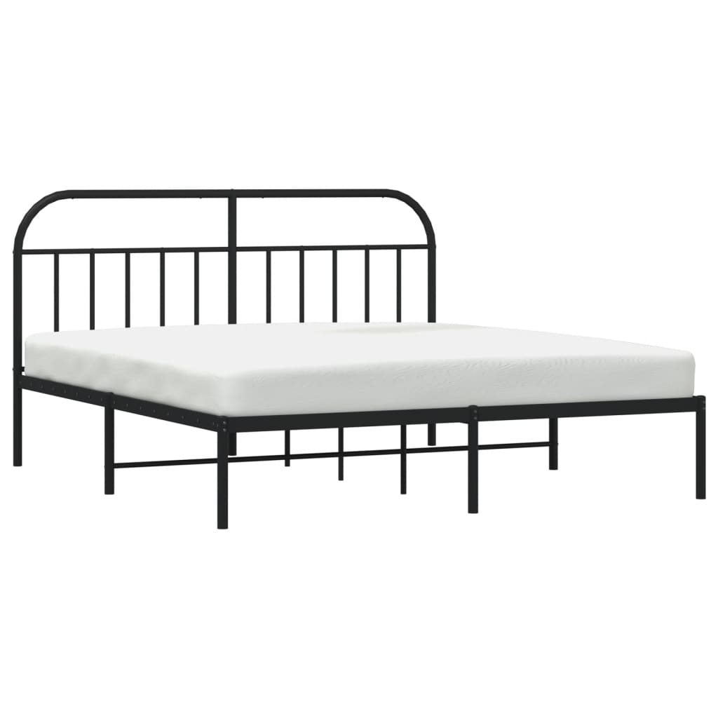 Bedframe met hoofdbord metaal zwart 183x213 cm is nu te koop bij PeponiXL, paradijselijk wonen!