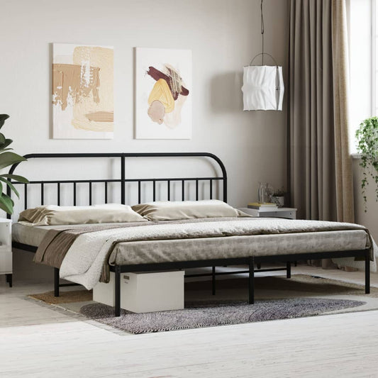 Bedframe met hoofdbord metaal zwart 193x203 cm is nu te koop bij PeponiXL, paradijselijk wonen!