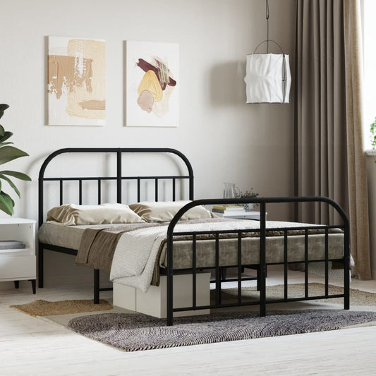 Bedframe met hoofd- en voeteneinde metaal zwart 120x190 cm is nu te koop bij PeponiXL, paradijselijk wonen!
