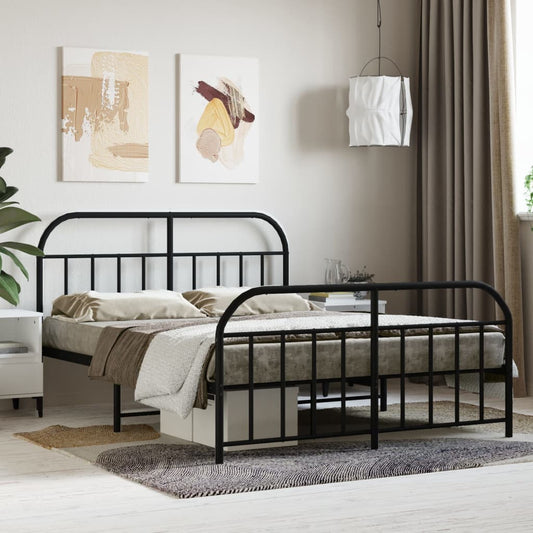 Bedframe met hoofd- en voeteneinde metaal zwart 140x200 cm is nu te koop bij PeponiXL, paradijselijk wonen!