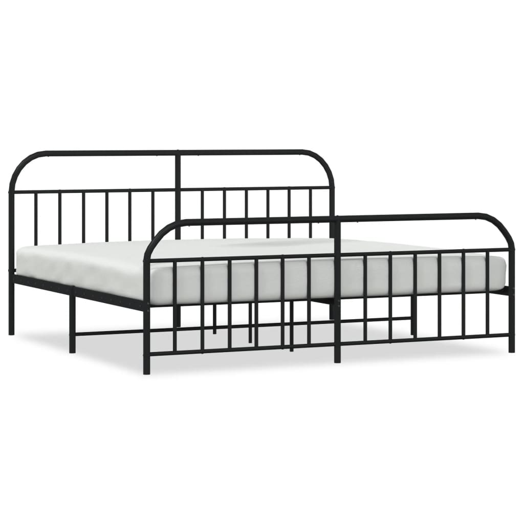 Bedframe met hoofd- en voeteneinde metaal zwart 193x203 cm is nu te koop bij PeponiXL, paradijselijk wonen!