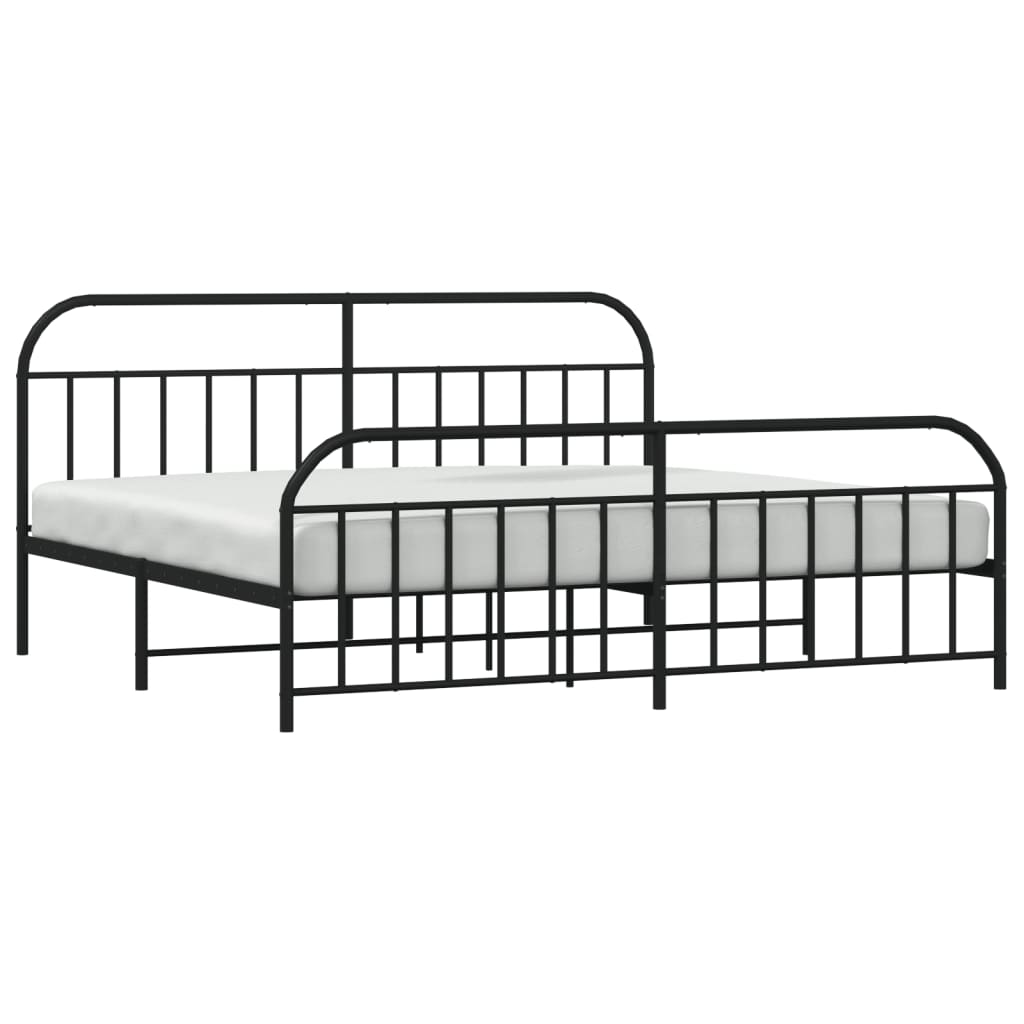 Bedframe met hoofd- en voeteneinde metaal zwart 193x203 cm is nu te koop bij PeponiXL, paradijselijk wonen!