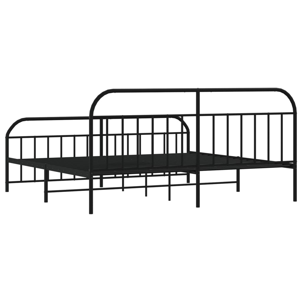 Bedframe met hoofd- en voeteneinde metaal zwart 193x203 cm is nu te koop bij PeponiXL, paradijselijk wonen!